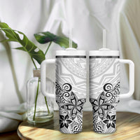 Polynesia Tumbler With Handle Plumeria White Curves LT7 - Polynesian Pride