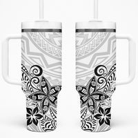 Polynesia Tumbler With Handle Plumeria White Curves LT7 One Size: 40 oz White - Polynesian Pride