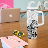 Polynesia Tumbler With Handle Plumeria White Curves LT7 - Polynesian Pride