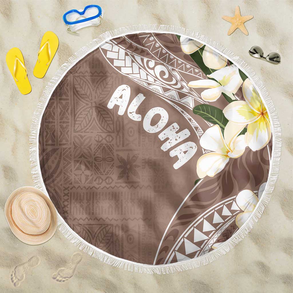 Aloha Hawaii Festive Beach Blanket Frangipani Lace Classic - Beige LT7 One Size 150cm Beige - Polynesian Pride
