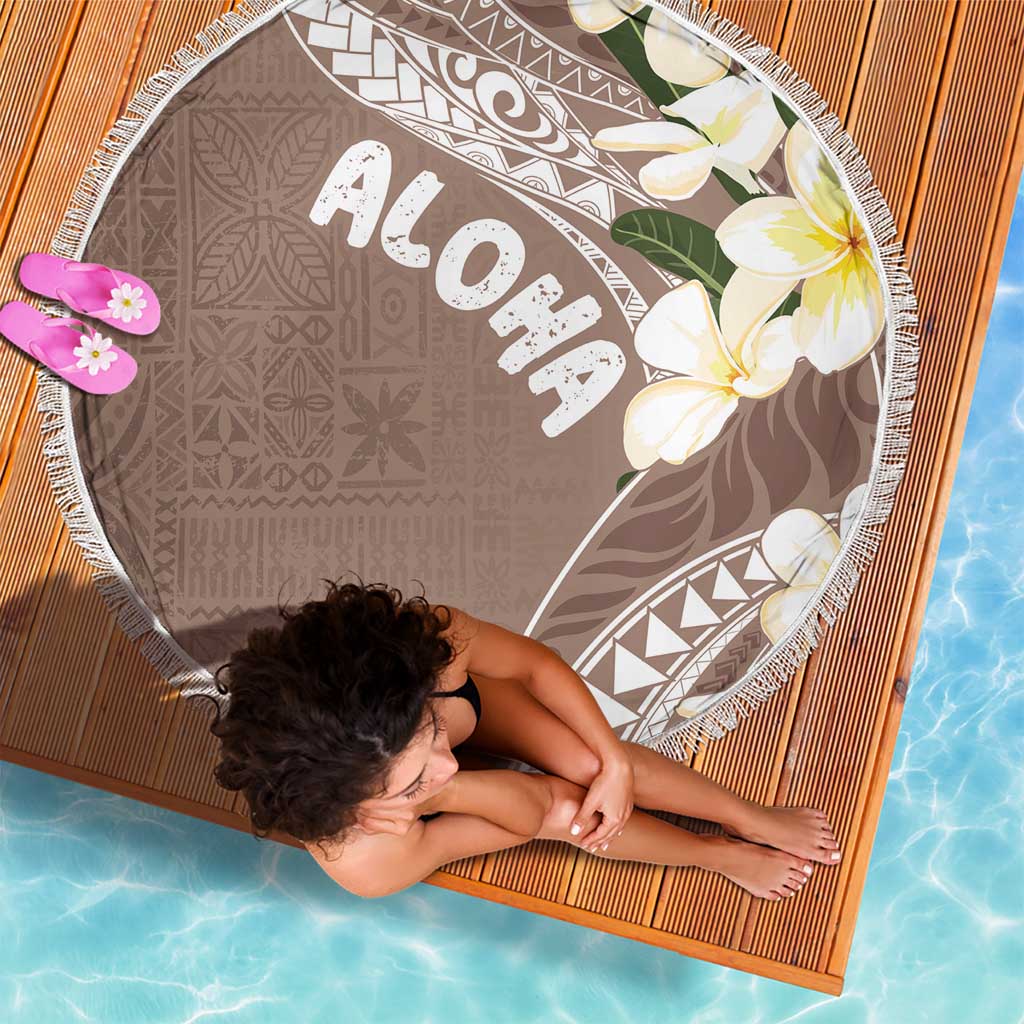 Aloha Hawaii Festive Beach Blanket Frangipani Lace Classic - Beige LT7 - Polynesian Pride