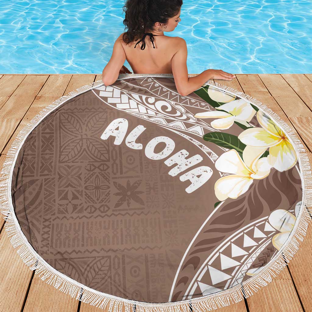 Aloha Hawaii Festive Beach Blanket Frangipani Lace Classic - Beige LT7 - Polynesian Pride