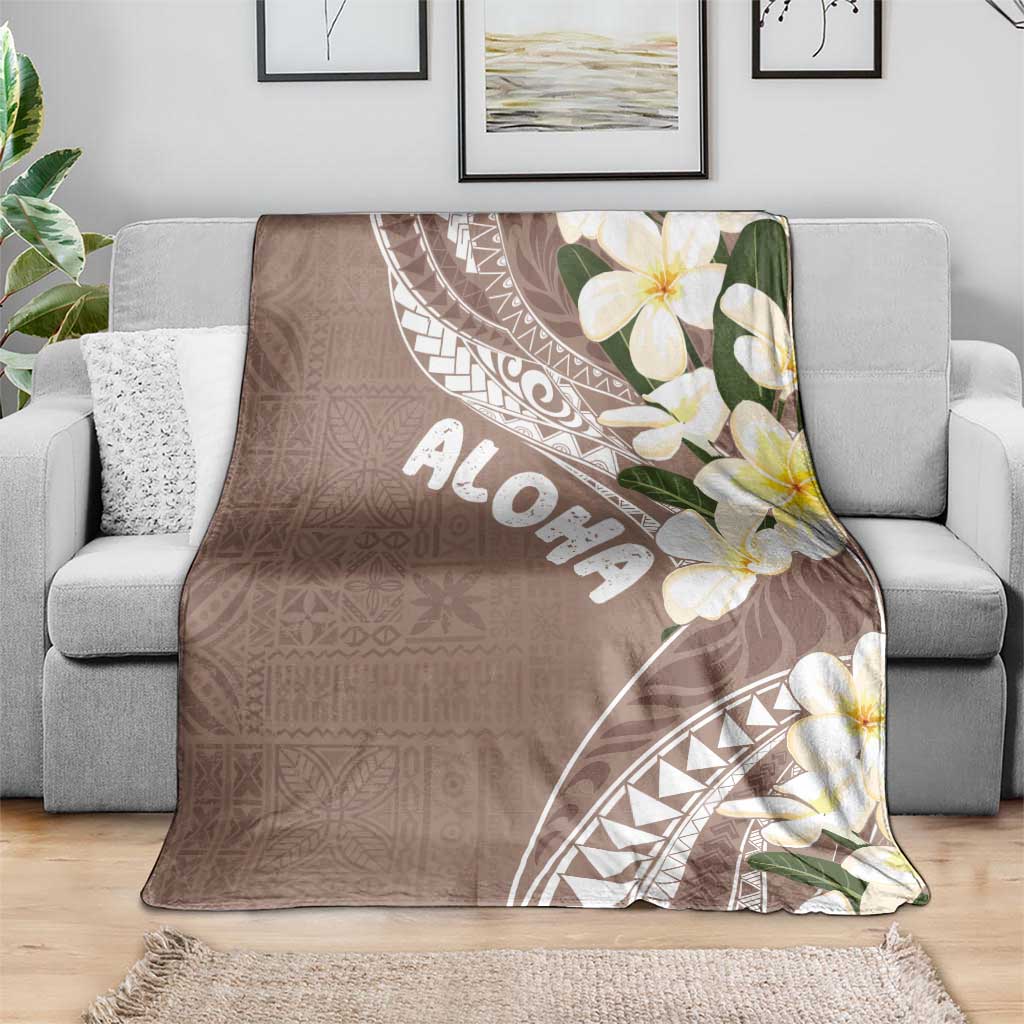 Aloha Hawaii Festive Blanket Frangipani Lace Classic - Beige LT7 - Polynesian Pride