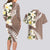 Aloha Hawaii Festive Couples Matching Long Sleeve Bodycon Dress and Hawaiian Shirt Frangipani Lace Classic - Beige