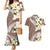 Aloha Hawaii Festive Couples Matching Mermaid Dress and Hawaiian Shirt Frangipani Lace Classic - Beige