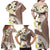 Aloha Hawaii Festive Family Matching Off Shoulder Maxi Dress and Hawaiian Shirt Frangipani Lace Classic - Beige