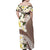 Aloha Hawaii Festive Family Matching Off Shoulder Maxi Dress and Hawaiian Shirt Frangipani Lace Classic - Beige