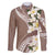 Aloha Hawaii Festive Family Matching Puletasi and Hawaiian Shirt Frangipani Lace Classic - Beige