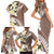 Aloha Hawaii Festive Family Matching Short Sleeve Bodycon Dress and Hawaiian Shirt Frangipani Lace Classic - Beige