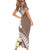 Aloha Hawaii Festive Family Matching Short Sleeve Bodycon Dress and Hawaiian Shirt Frangipani Lace Classic - Beige