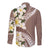 Aloha Hawaii Festive Long Sleeve Button Shirt Frangipani Lace Classic - Beige