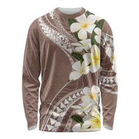 Aloha Hawaii Festive Long Sleeve Shirt Frangipani Lace Classic - Beige LT7 Unisex Beige - Polynesian Pride