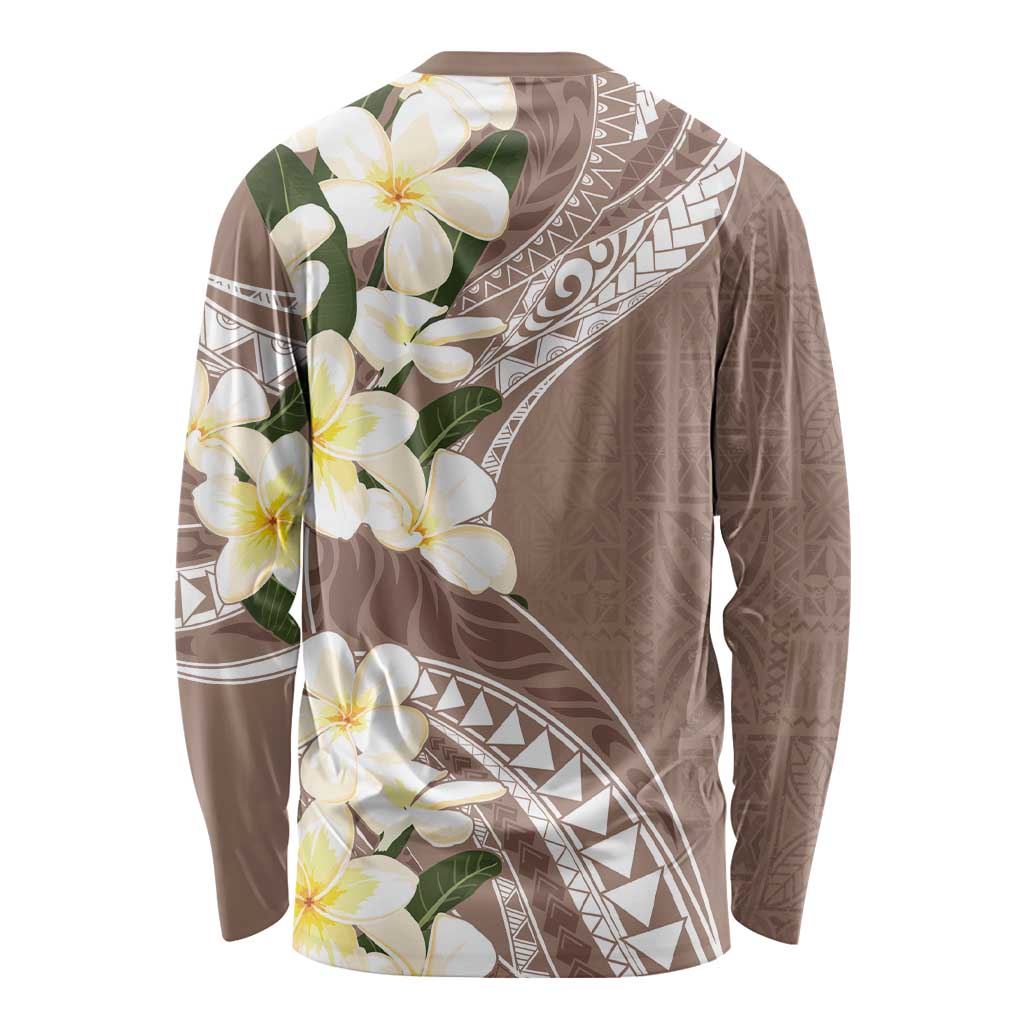 Aloha Hawaii Festive Long Sleeve Shirt Frangipani Lace Classic - Beige LT7 - Polynesian Pride