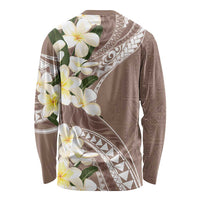 Aloha Hawaii Festive Long Sleeve Shirt Frangipani Lace Classic - Beige LT7 - Polynesian Pride
