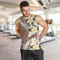 Aloha Hawaii Festive Men Tank Top Frangipani Lace Classic - Beige LT7 Beige - Polynesian Pride