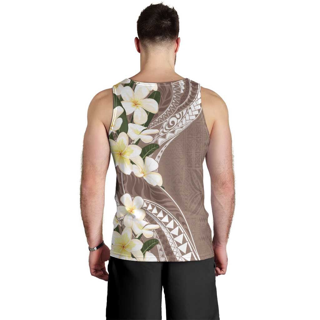 Aloha Hawaii Festive Men Tank Top Frangipani Lace Classic - Beige LT7 - Polynesian Pride