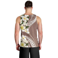 Aloha Hawaii Festive Men Tank Top Frangipani Lace Classic - Beige LT7 - Polynesian Pride