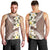 Aloha Hawaii Festive Men Tank Top Frangipani Lace Classic - Beige