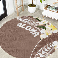 Aloha Hawaii Festive Round Carpet Frangipani Lace Classic - Beige LT7 Beige - Polynesian Pride