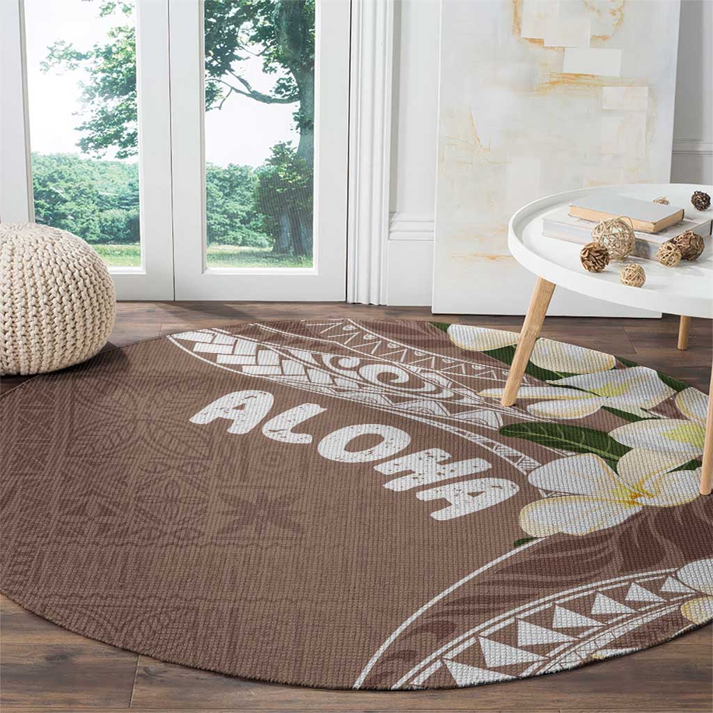 Aloha Hawaii Festive Round Carpet Frangipani Lace Classic - Beige LT7 - Polynesian Pride