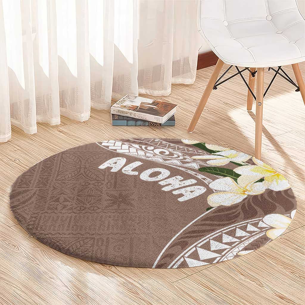 Aloha Hawaii Festive Round Carpet Frangipani Lace Classic - Beige LT7 - Polynesian Pride