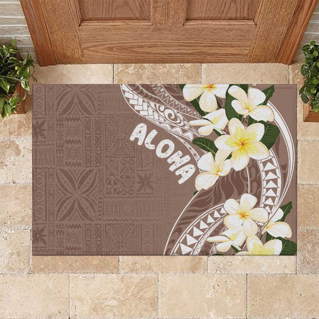 Aloha Hawaii Festive Rubber Doormat - Frangipani Lace Classic Beige LT7 Beige - Polynesian Pride