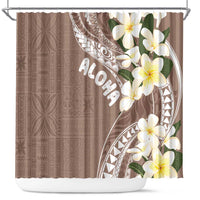 Aloha Hawaii Festive Shower Curtain Frangipani Lace Classic - Beige LT7 Beige - Polynesian Pride