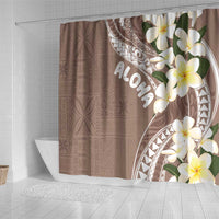 Aloha Hawaii Festive Shower Curtain Frangipani Lace Classic - Beige LT7 - Polynesian Pride