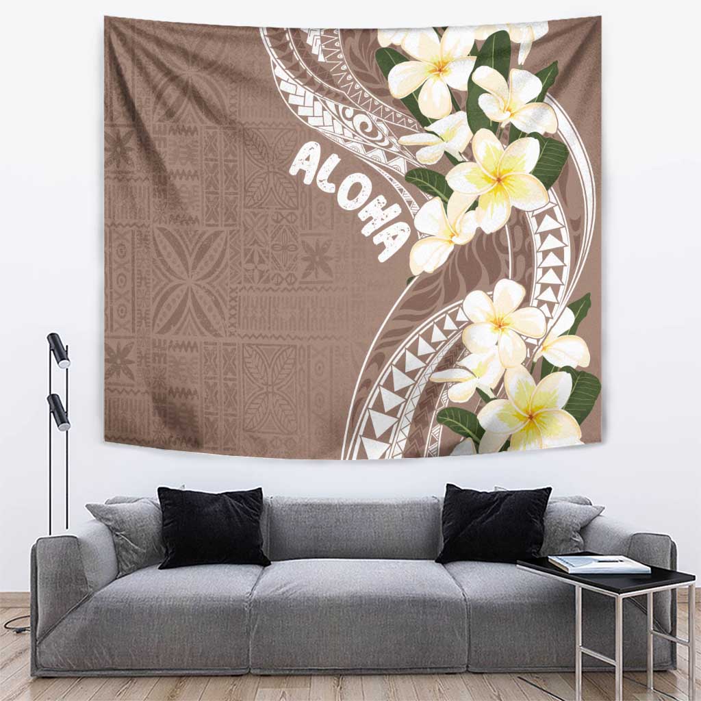 Aloha Hawaii Festive Tapestry Frangipani Lace Classic - Beige LT7 Beige - Polynesian Pride