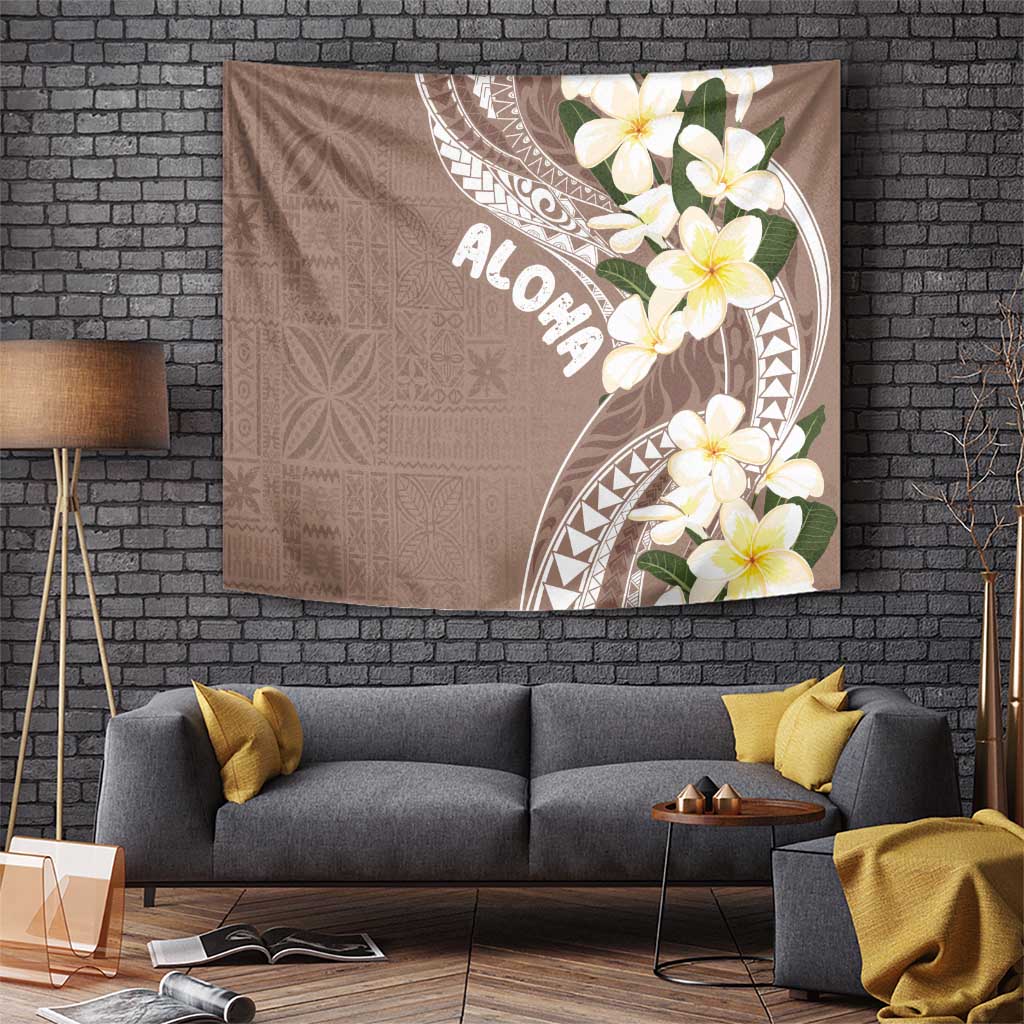 Aloha Hawaii Festive Tapestry Frangipani Lace Classic - Beige LT7 - Polynesian Pride