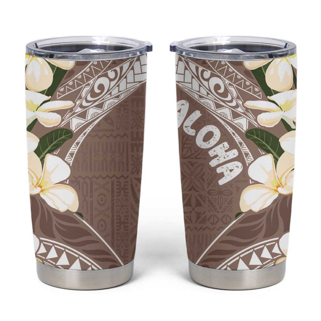 Aloha Hawaii Festive Tumbler Cup Frangipani Lace Classic - Beige LT7 Beige - Polynesian Pride