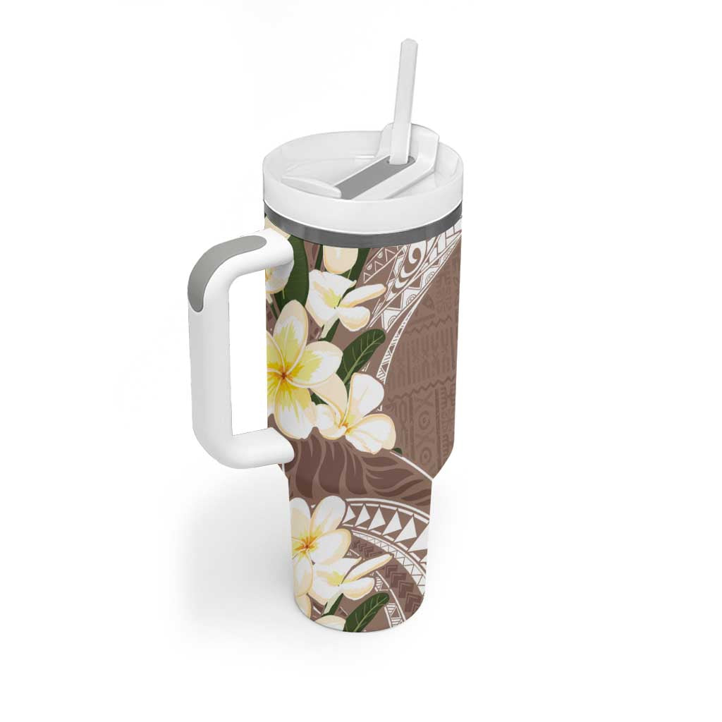 Aloha Hawaii Festive Tumbler With Handle Frangipani Lace Classic - Beige LT7 - Polynesian Pride