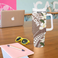 Aloha Hawaii Festive Tumbler With Handle Frangipani Lace Classic - Beige LT7 - Polynesian Pride
