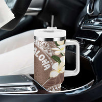 Aloha Hawaii Festive Tumbler With Handle Frangipani Lace Classic - Beige LT7 - Polynesian Pride