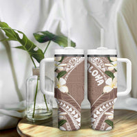 Aloha Hawaii Festive Tumbler With Handle Frangipani Lace Classic - Beige LT7 - Polynesian Pride