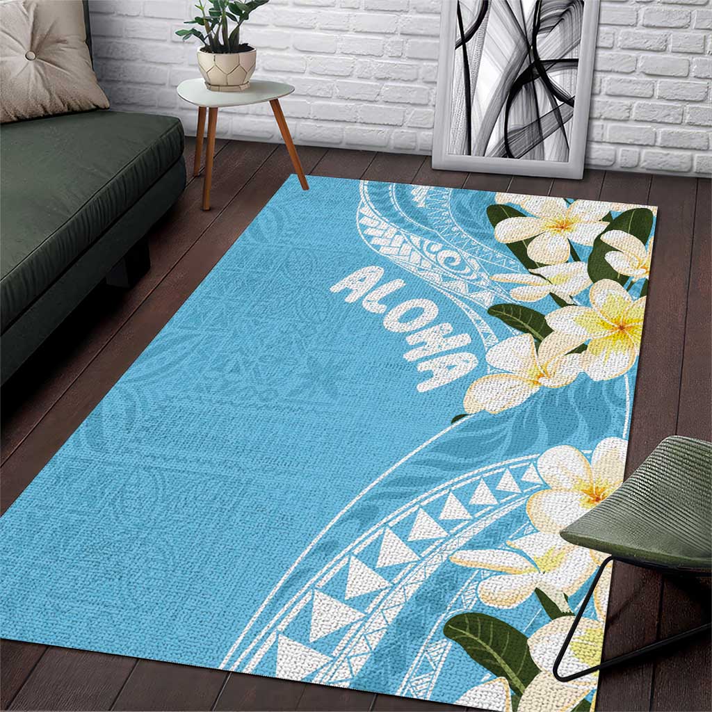 Aloha Hawaii Festive Area Rug Frangipani Lace Classic - Turquoise LT7 Turquoise - Polynesian Pride