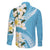 Aloha Hawaii Festive Family Matching Long Sleeve Bodycon Dress and Hawaiian Shirt Frangipani Lace Classic - Turquoise