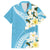 Aloha Hawaii Festive Family Matching Off The Shoulder Long Sleeve Dress and Hawaiian Shirt Frangipani Lace Classic - Turquoise