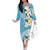 Aloha Hawaii Festive Family Matching Off The Shoulder Long Sleeve Dress and Hawaiian Shirt Frangipani Lace Classic - Turquoise