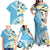 Aloha Hawaii Festive Family Matching Off Shoulder Maxi Dress and Hawaiian Shirt Frangipani Lace Classic - Turquoise