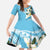 Aloha Hawaii Festive Family Matching Short Sleeve Bodycon Dress and Hawaiian Shirt Frangipani Lace Classic - Turquoise