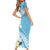 Aloha Hawaii Festive Family Matching Short Sleeve Bodycon Dress and Hawaiian Shirt Frangipani Lace Classic - Turquoise