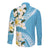 Aloha Hawaii Festive Long Sleeve Button Shirt Frangipani Lace Classic - Turquoise