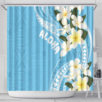 Aloha Hawaii Festive Shower Curtain Frangipani Lace Classic - Turquoise LT7 - Polynesian Pride