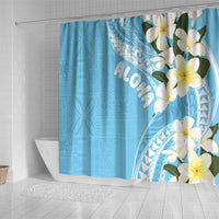 Aloha Hawaii Festive Shower Curtain Frangipani Lace Classic - Turquoise LT7 - Polynesian Pride