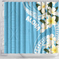 Aloha Hawaii Festive Shower Curtain Frangipani Lace Classic - Turquoise LT7 - Polynesian Pride