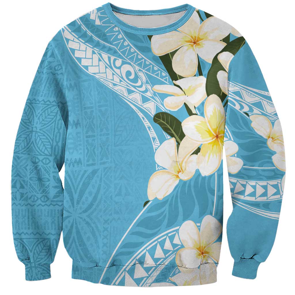 Aloha Hawaii Festive Sweatshirt Frangipani Lace Classic - Turquoise LT7 Unisex Turquoise - Polynesian Pride