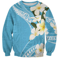 Aloha Hawaii Festive Sweatshirt Frangipani Lace Classic - Turquoise LT7 Unisex Turquoise - Polynesian Pride