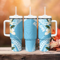 Aloha Hawaii Festive Tumbler With Handle Frangipani Lace Classic - Turquoise LT7 - Polynesian Pride