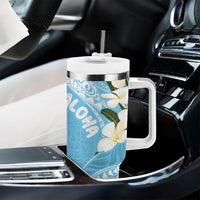 Aloha Hawaii Festive Tumbler With Handle Frangipani Lace Classic - Turquoise LT7 - Polynesian Pride